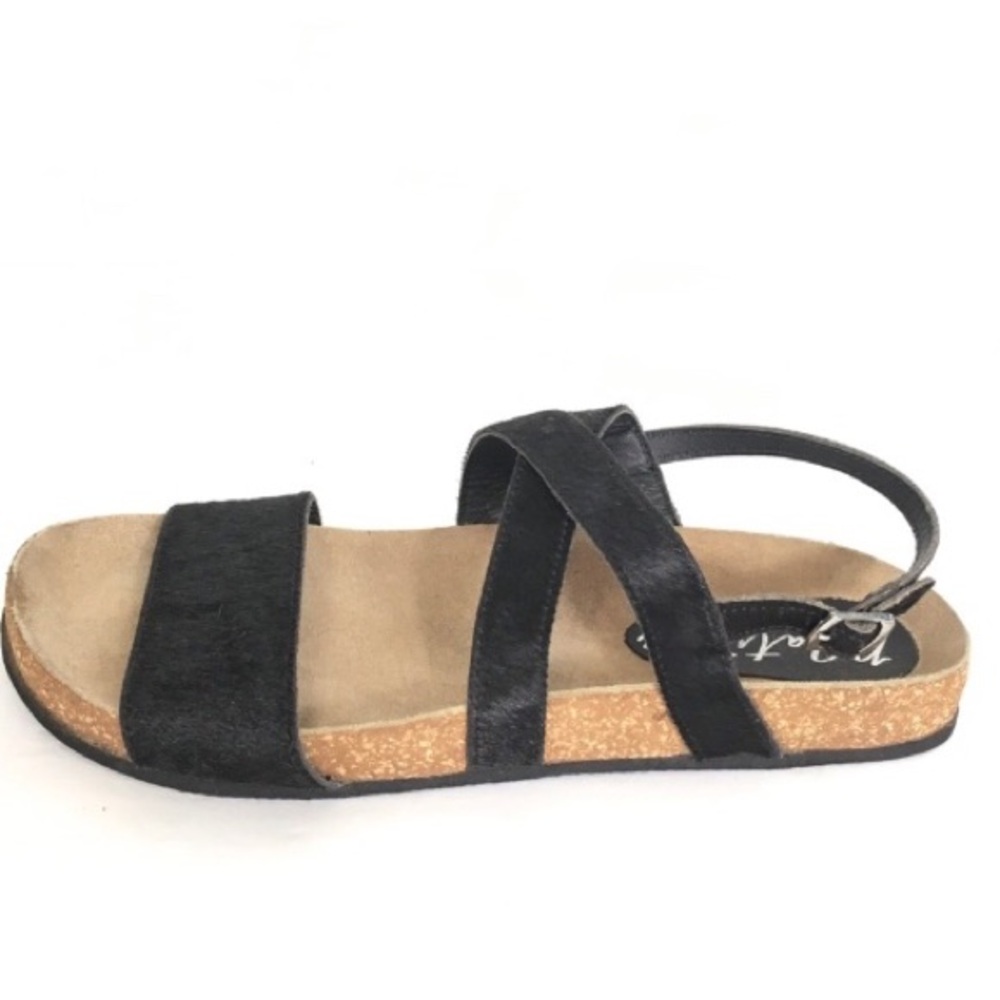 NWOB MATISSE Leather Black Strappy Cork-Platform Sandals 8M